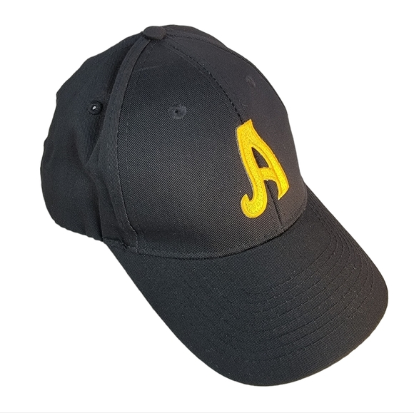 Black Baseball Cap Cursive "A" Hat Men's OS - Picture 3 of 11